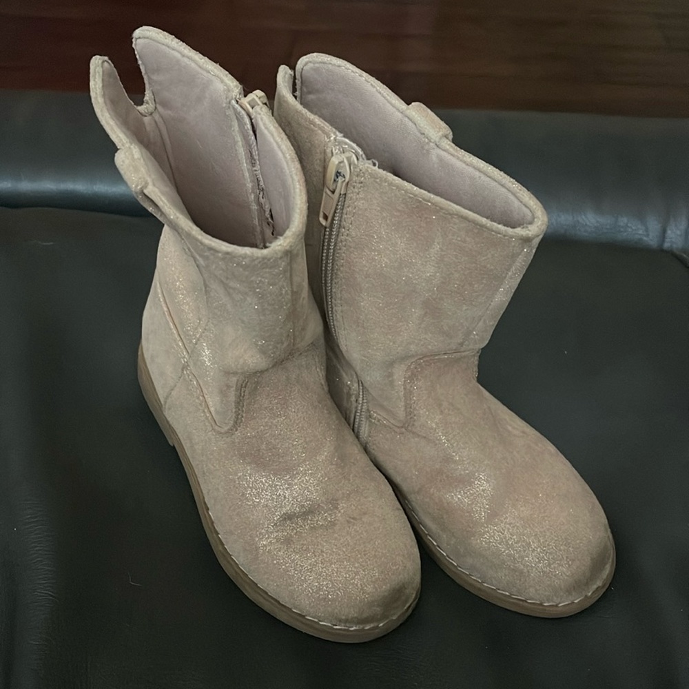 Glitter champagne boots